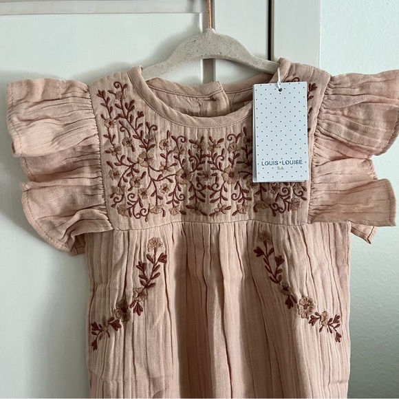 LOUIS LOUISE Churros Floral Embroidered Ruffle Romper Playsuit - Picture 3 of 6